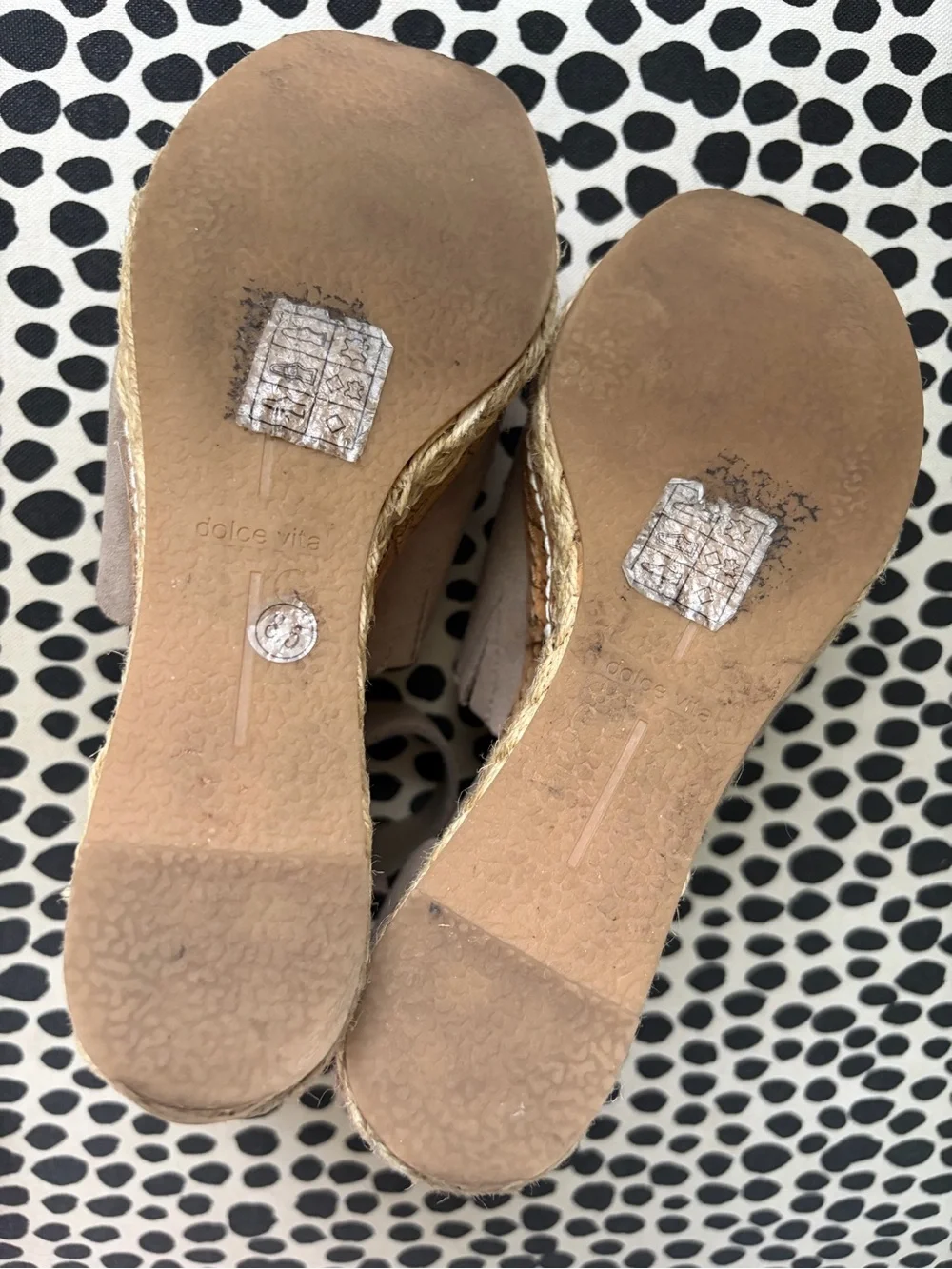 Dolce Vita Taupe Suede Wedge Espadrille Sandals